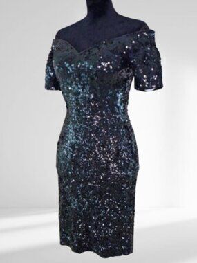 Vintage off-shoulder Sequin encrusted LBD